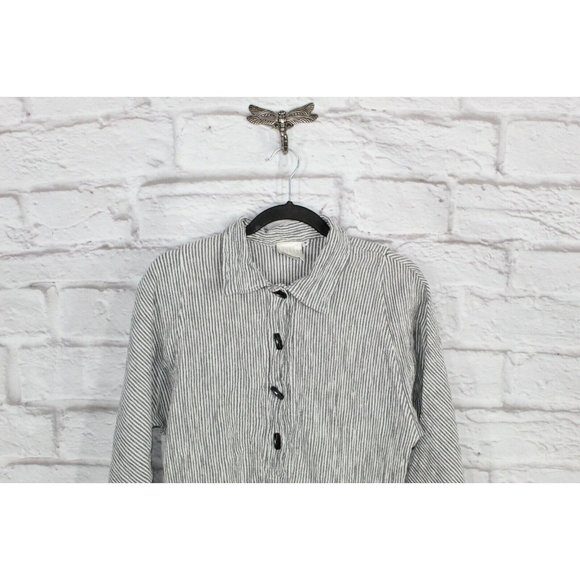 Vintage Mill Valley Black Pinstriped Linen Tops Size S - Picture 2 of 9